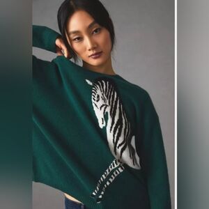 Anthropologie Cashmere Zebra Sweater